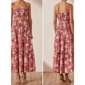 NWT House of Harlow 1960 Linen Spaghetti Strap Terracotta Smock Crop Top Medium